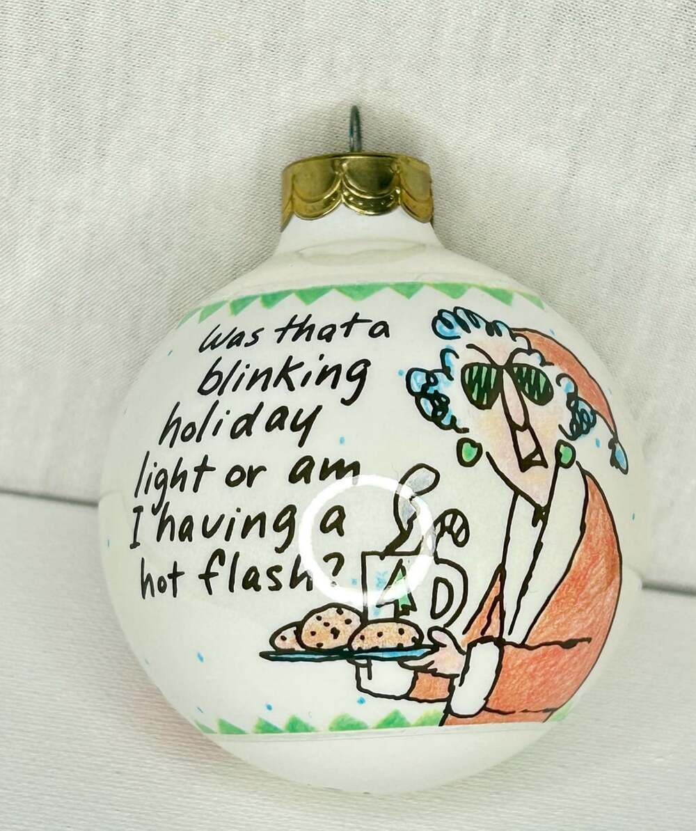 Hallmark Shoebox Greetings Ornament Hot Flash 1991 Vintage Glass